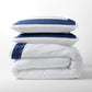 navy blue wide-band percale duvet cover