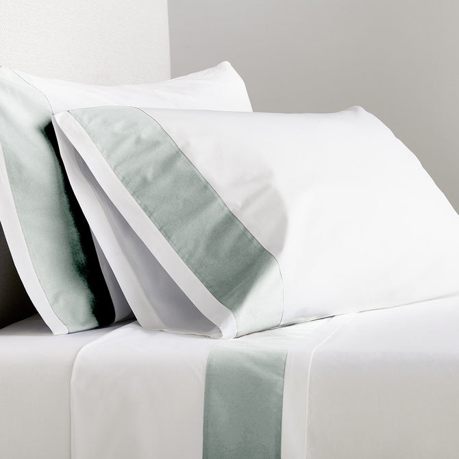 seafoam wide-band bedding percale cotton
