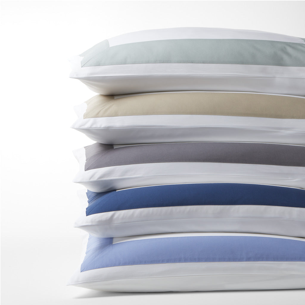 color edged white percale cotton pillow shams 