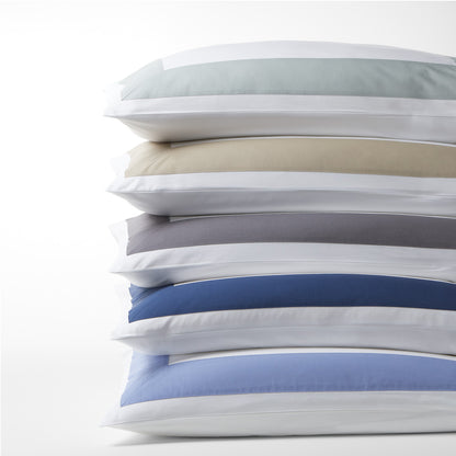 percale cotton wide band color and white pillow shams