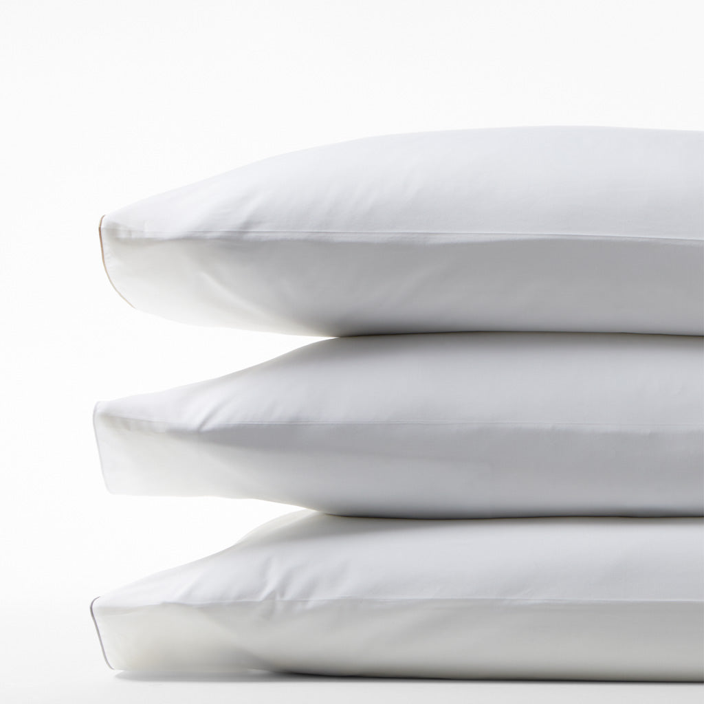 white grey tipped-stitch percale pillowcases set of 2