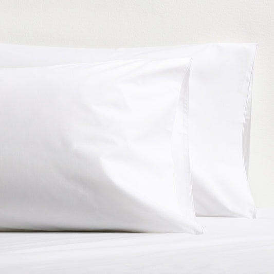 White Tip-Stitched Percale Pillowcases, set of 2