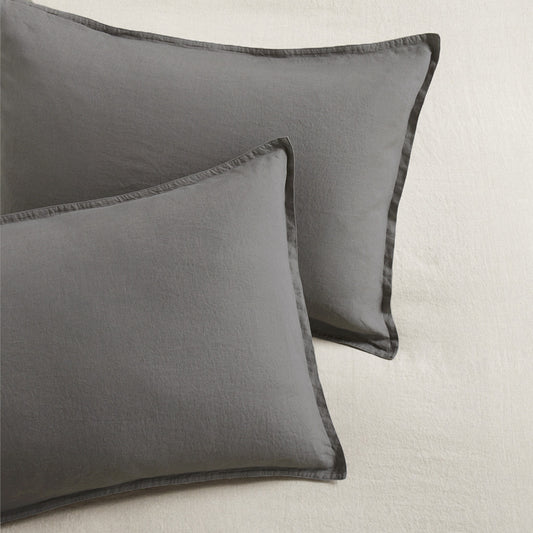 Grey Washed-Linen Pillow Shams, Set of 2