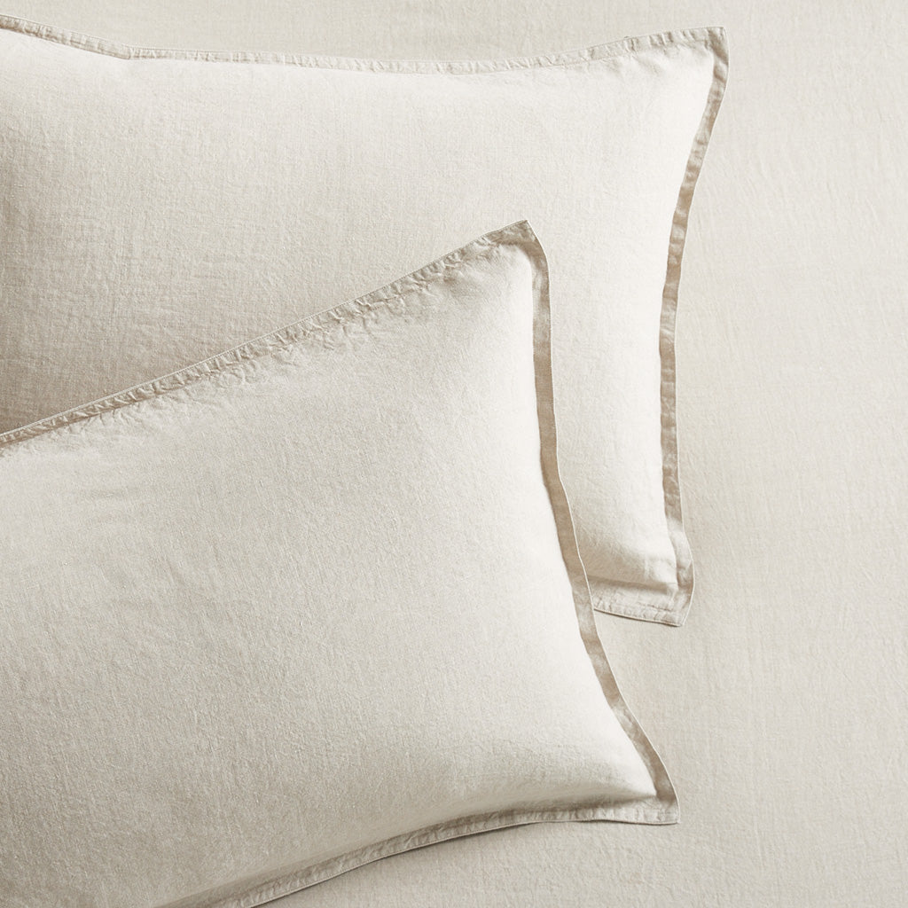 Khaki Washed-Linen Pillow Shams, set of 2