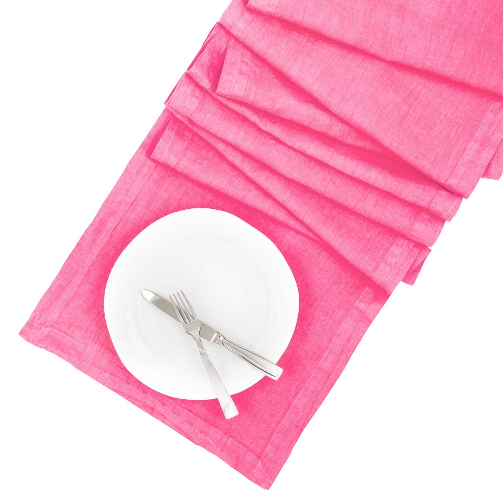 Hudson Grace Lily pink machine washable linen table runner