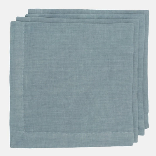 Hudson Grace blue square washed linen napkin