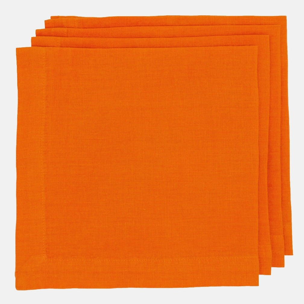 Hudson Grace orange square washed linen napkin 22"x22"