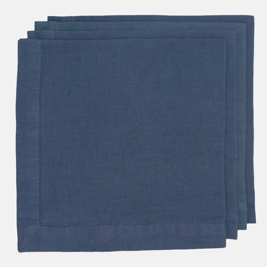 Hudson Grace dark blue square washed linen napkin 22"x22"