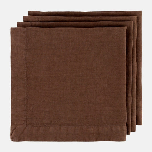 Hudson Grace dark brown square linen napkin 22"x22"