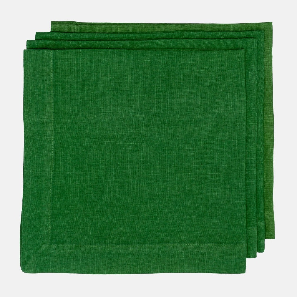 Hudson Grace bright green square washed linen napkin 22"x22"