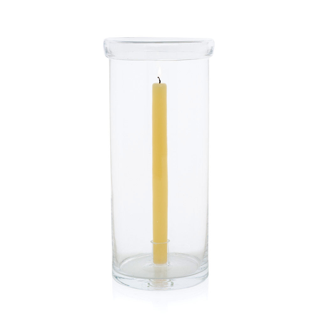 tall skinny glass candle holder inside outdoor 