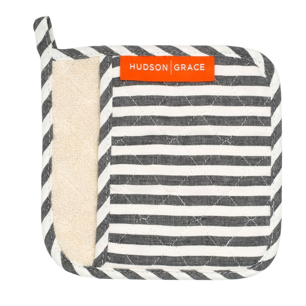 Hudson Grace HG Square Grey/White Striped Potholder