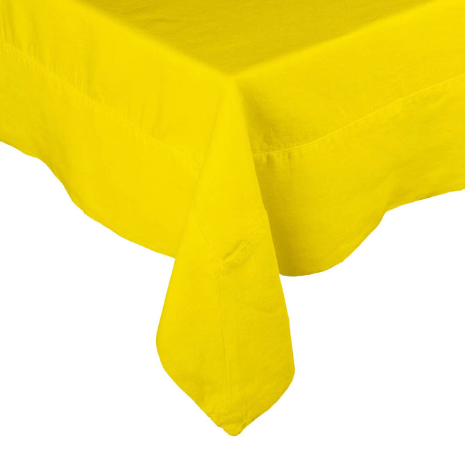 Hudson Grace bright yellow linen tablecloth machine washable