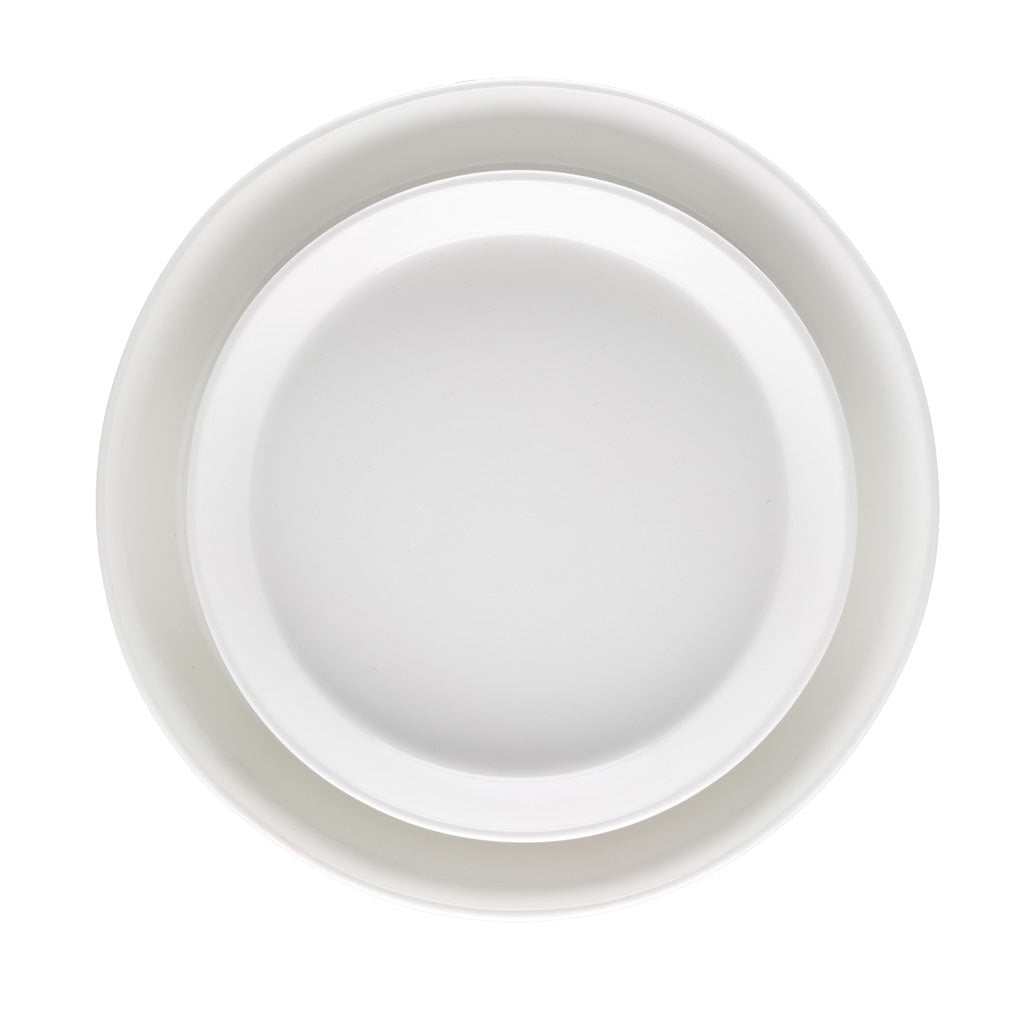 Set of 2 white round ceramic tray