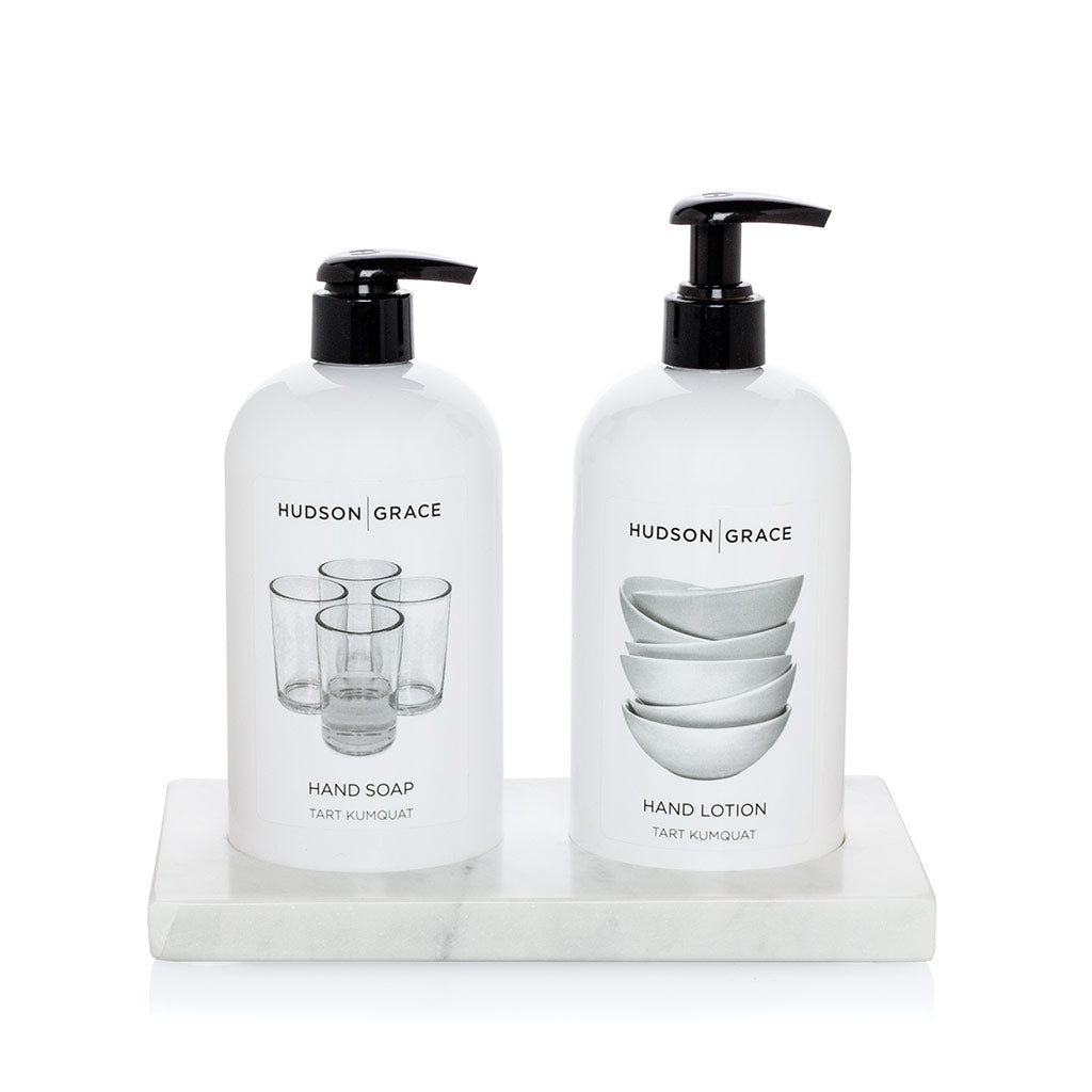 Hudson Grace Marble Hand Soap and Lotion Tray