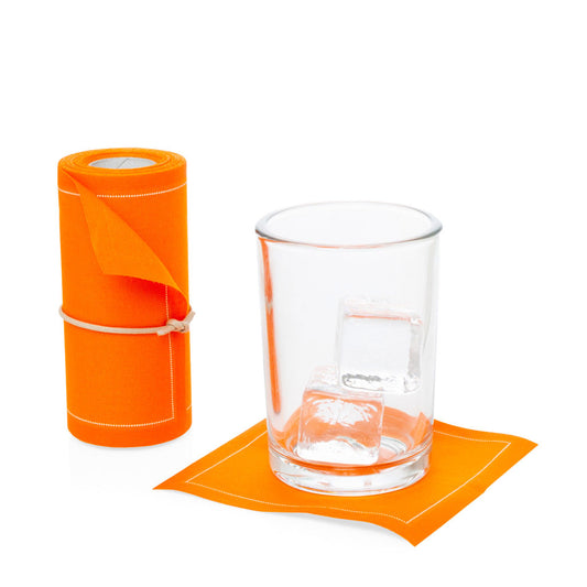 Cocktail Napkin/Coaster, Orange with cup