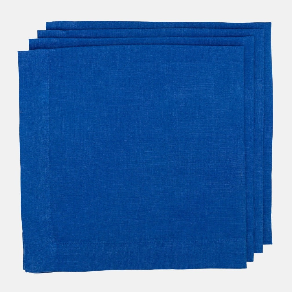 Hudson Grace cobalt blue square washed linen napkin 22"x22"