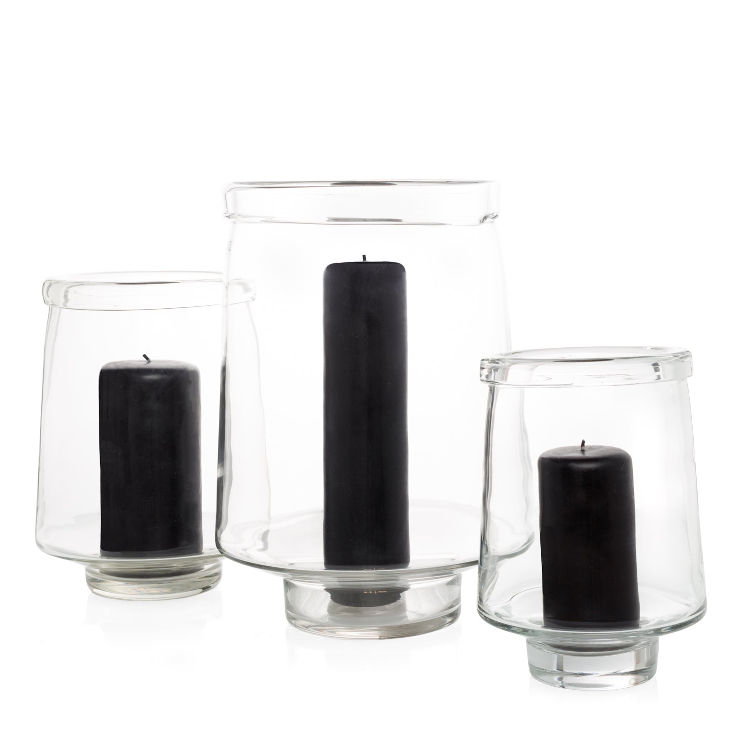 trio glass candle holder small foot inside outdoor