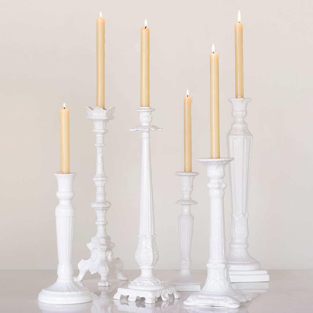 Small white clearance candle holders