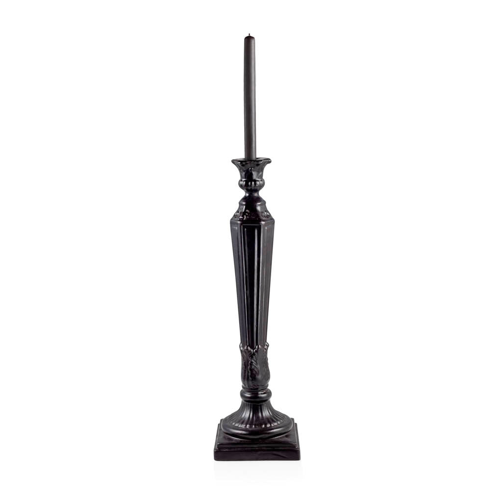 Large Black Column Candlestick with Black Taper Candle