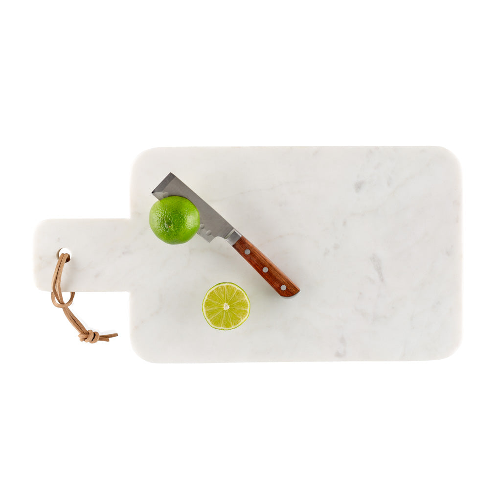 White Marble Rectangular Serving Board with Handle