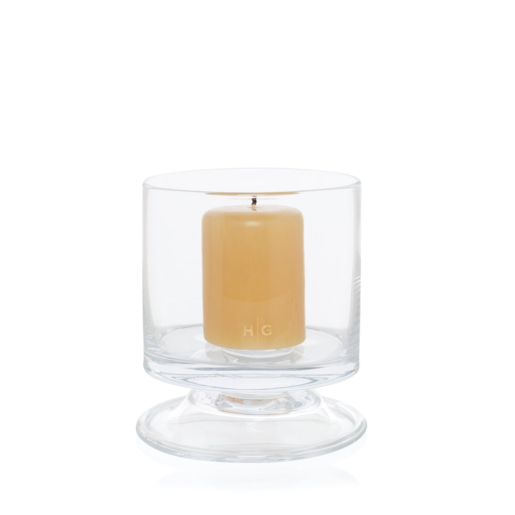 small footed glass candle holder