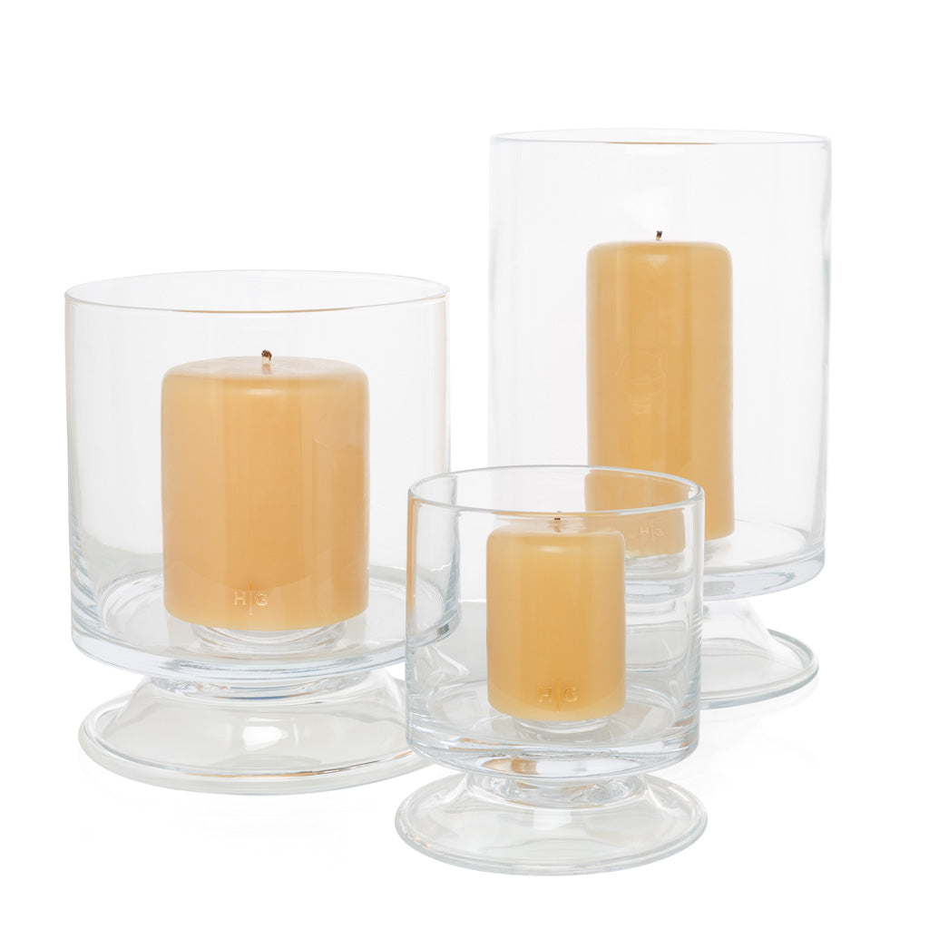 three sizes glass candle holder footed