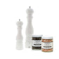 White lacquer salt and pepper mill peppercorn himalayan salt