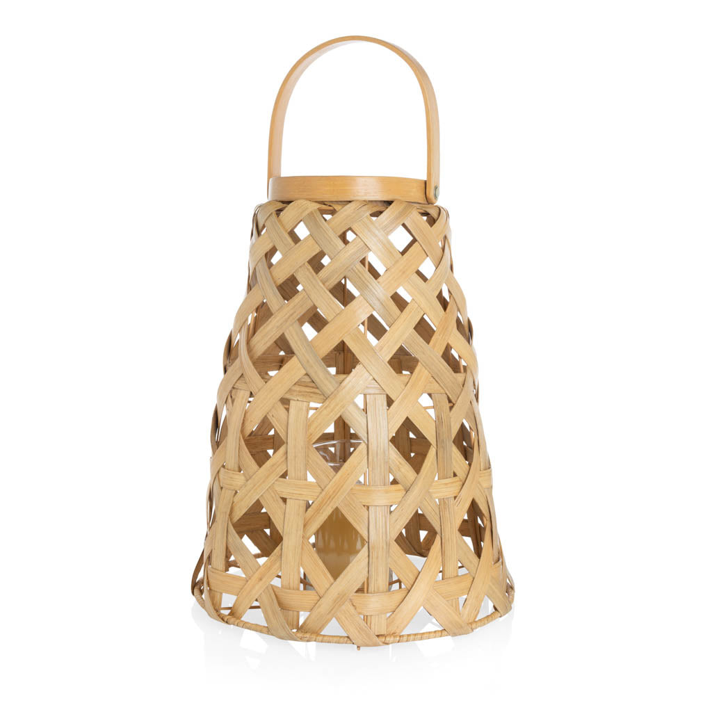 reef rattan woven wood candle holder