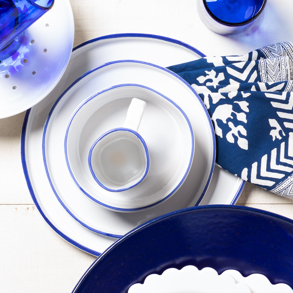 Pacific Blue-Rimmed Stoneware Dinner Plate