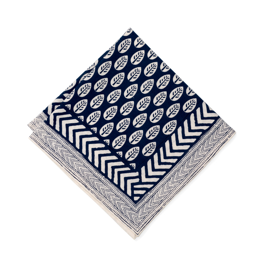 Bandana "Leaf" BlockPrint Oversized Linen Napkins Hudson Grace