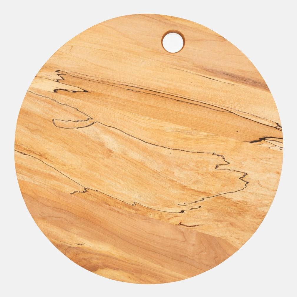 Large Spalted Wood Round Serving Board, 20"