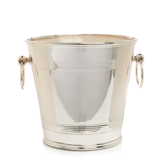 vintage silver ice bucket with ring handles