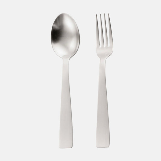 Gio Ponti Satin Silverplate Serving Set spoon and fork 