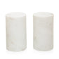 White marble cylindric salt and pepper set of 2