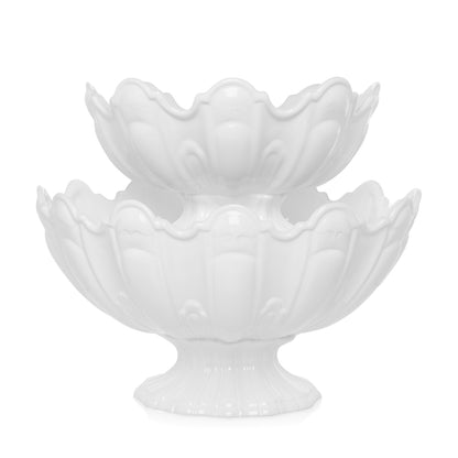 White ceramic decorative bowls with foot 