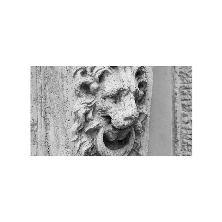 Lion door knocker detail laminated print acrylic base 20x200