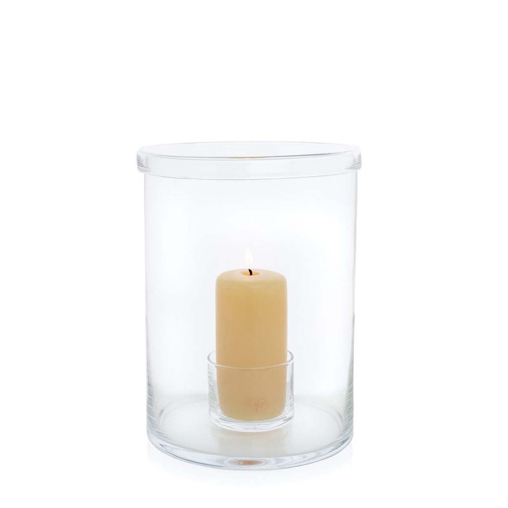 cylinder thick glass candle holder straight 
