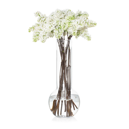 tall glass vase with white flower