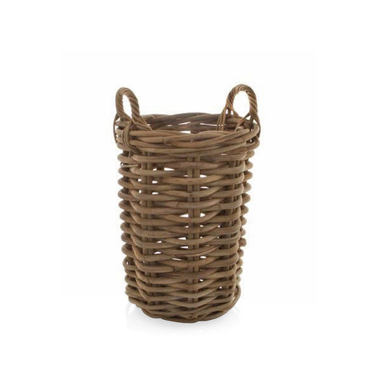 Sandblasted rattan woven wood planter basket