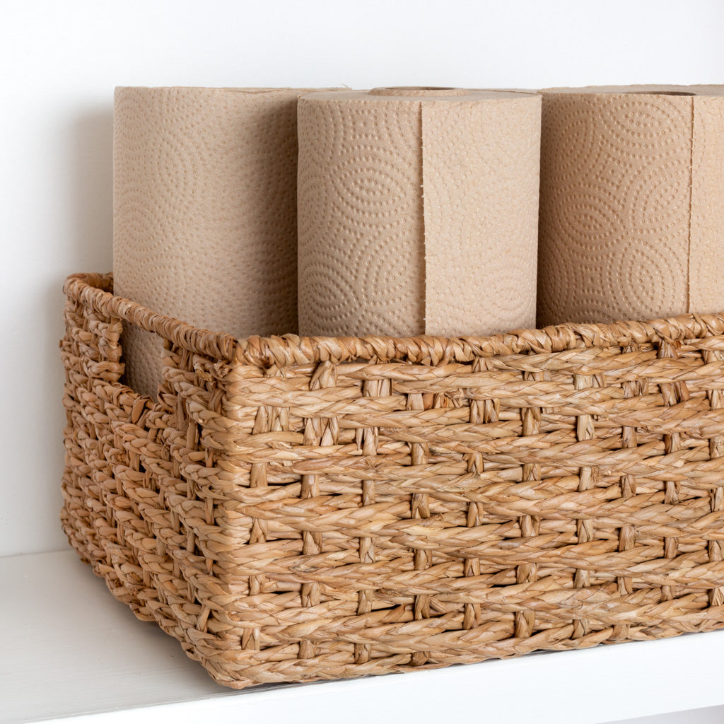 3-Section Wicker Baskets for Shelves, Hand-Woven Paper Rope Wicker Storage  Basket, Toilet Paper Basket for Toilet Tank Top, Baskets for Organizing