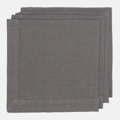 Asphalt HG Signature hand-dyed linen napkin, 22-inch square, mitered corners.