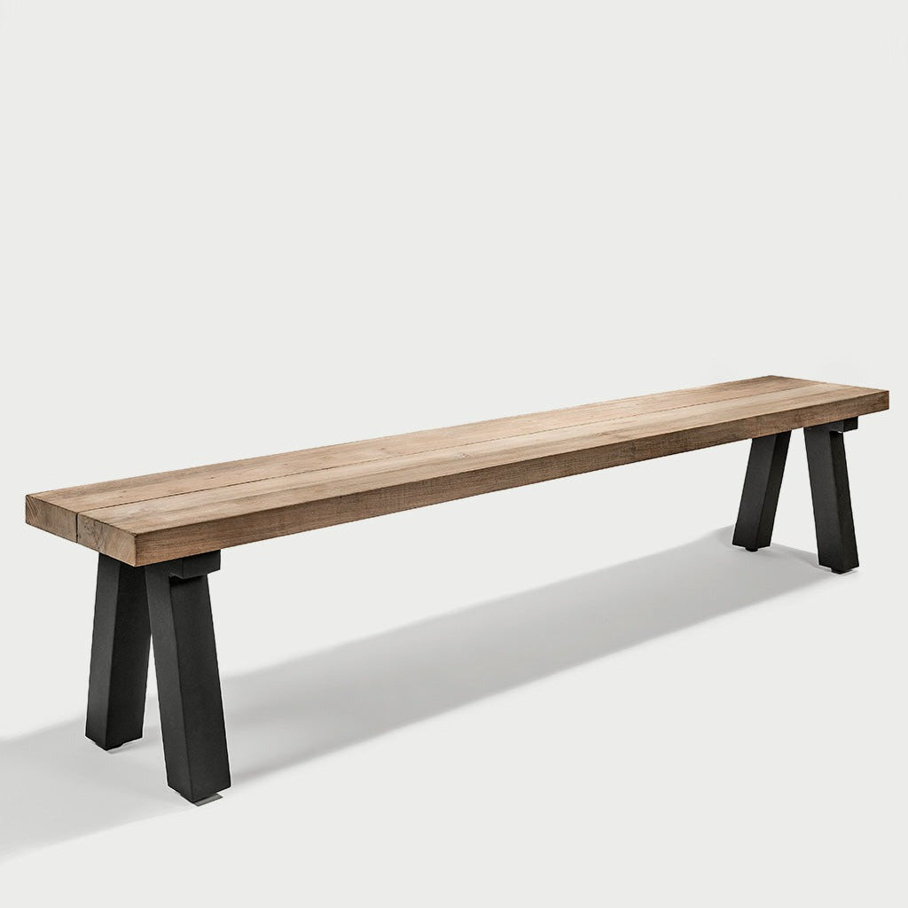 function wood black long bench rustic