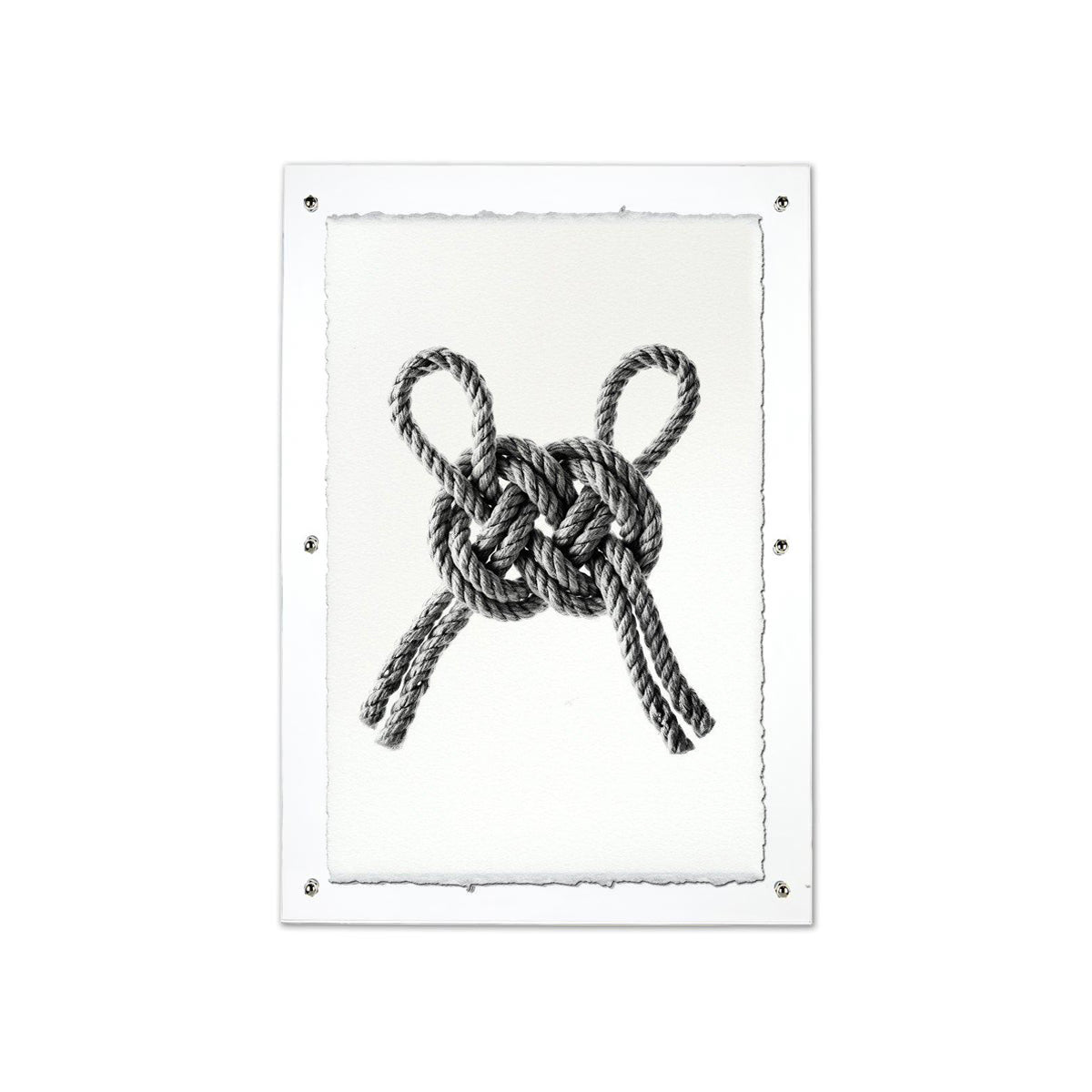 Carrick Double Bend nautical knot art print on handmade Nepalese paper, framed.