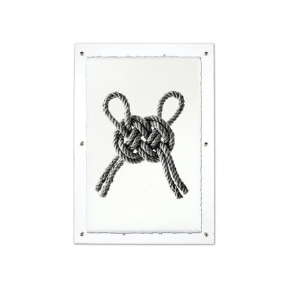 Carrick Double Bend nautical knot art print on handmade Nepalese paper, framed.