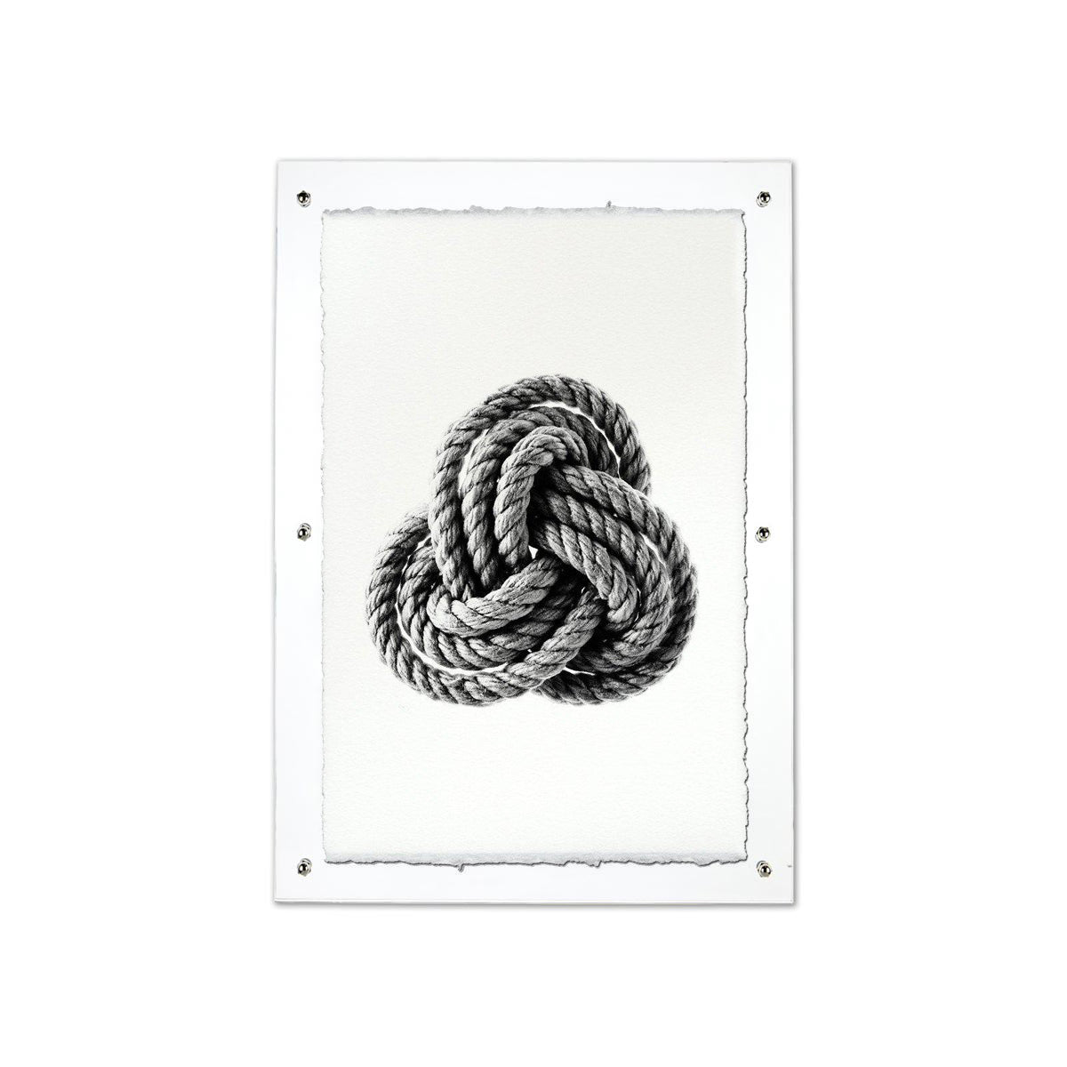 Carrick Nautical Knot print on handmade Nepalese paper, framed, with a worn look.