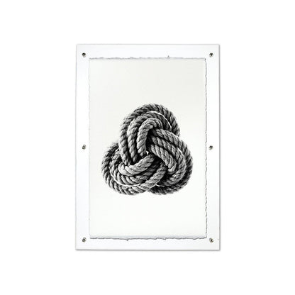 Carrick Nautical Knot print on handmade Nepalese paper, framed, with a worn look.