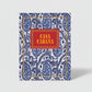 Casa Cabana book with blue paisley pattern, gold border, and red title box.