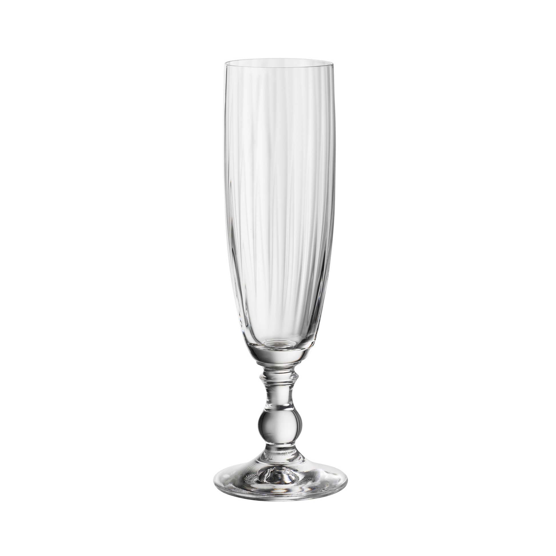 Champagne glass with ribbed effect and fancy stem