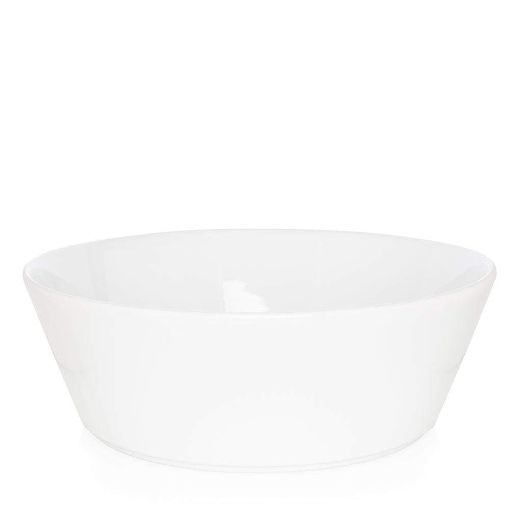 Corno Ceramic Serve Bowl, creamy white earthenware, 12.5" Dia x 4.5" H, classic design.